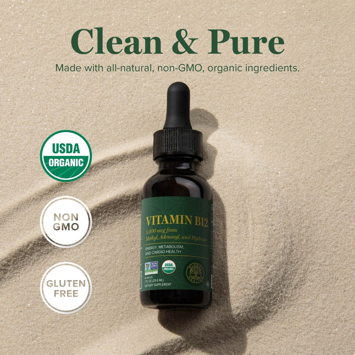 Global Healing Center - Vitamin B12 Sublingual 5000 MCG Organic Liquid Supplement, Methylcobalamin, Adenosylcobalamin, Hydroxo Long-Lasting Energy - PrimeBioHealth - canada supplements