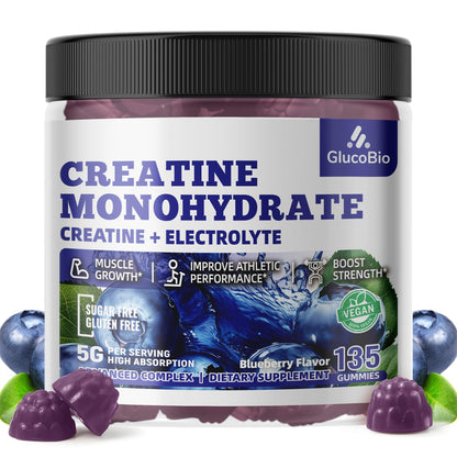 GlucoBio Creatine Monohydrate Gummies (5g) – Pre-Workout Energy & Muscle Growth Support for Men & Women - PrimeBioHealth - canada supplements