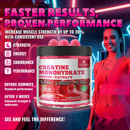 GlucoBio Creatine Monohydrate Gummies (5g) – Pre-Workout Energy & Muscle Growth Support for Men & Women - PrimeBioHealth - canada supplements