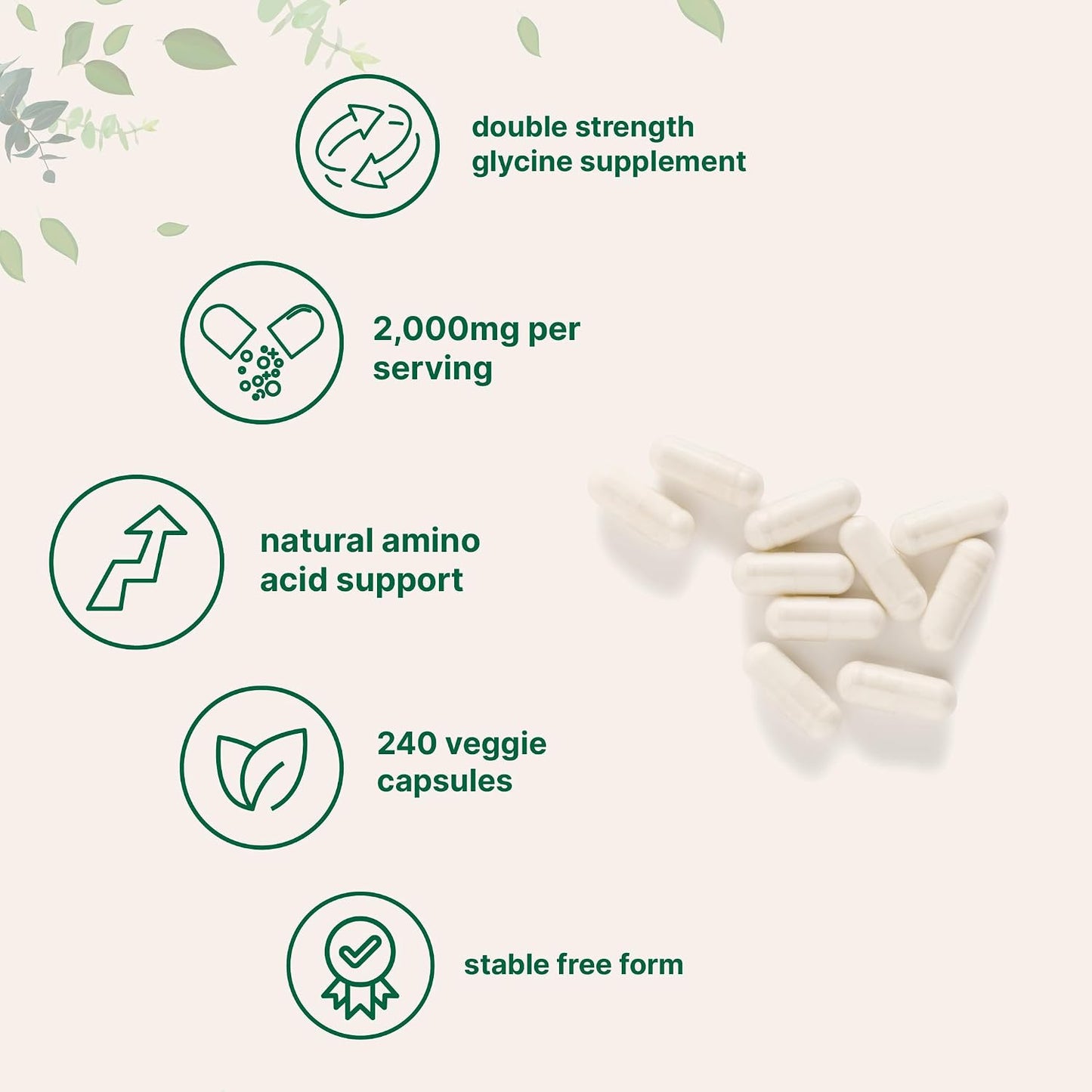 Glycine 2,000mg Per Serving, 240 Veggie Capsules | Free Form | Double Strength Amino Acids | Restful Sleep and Neurotransmitter Support Supplements | Non-GMO, Gluten Free - PrimeBioHealth - canada supplements
