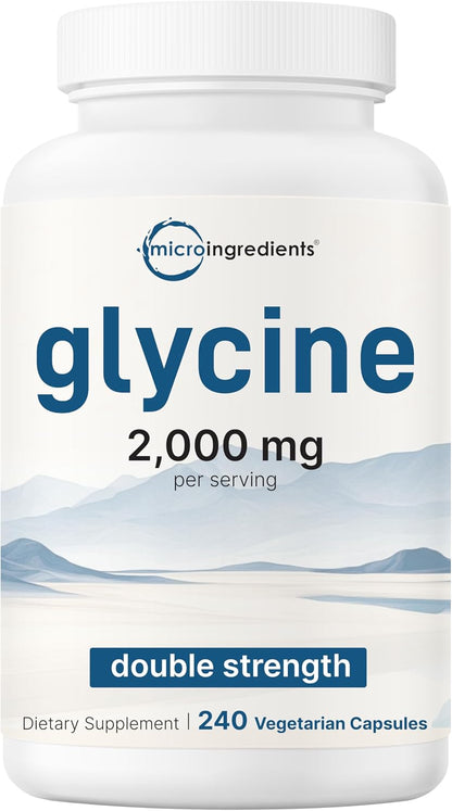 Glycine 2,000mg Per Serving, 240 Veggie Capsules | Free Form | Double Strength Amino Acids | Restful Sleep and Neurotransmitter Support Supplements | Non-GMO, Gluten Free - PrimeBioHealth - canada supplements