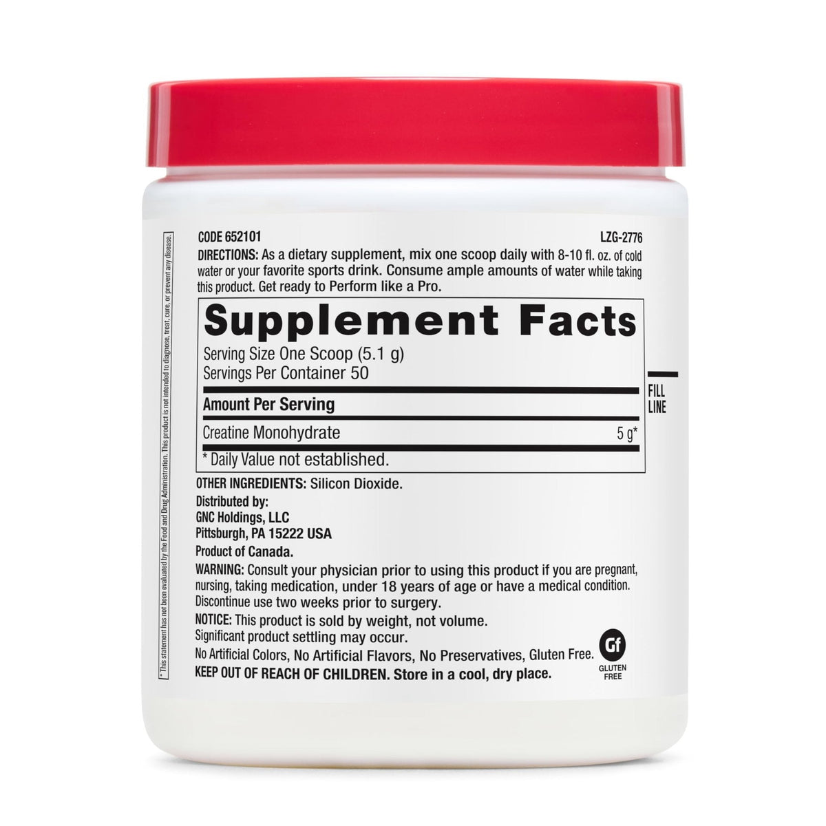 GNC Pro Performance Creatine Monohydrate Powder for Women & Men, 5g Creatine Per Serving, Muscle Building, Energy Production, Endurance, Performance, 50 Servings - PrimeBioHealth - canada supplements