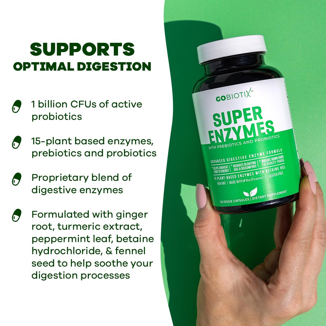 GOBIOTIX Digestive Enzymes Supplement with Prebiotics and Probiotics for Women and Men - Gut Health, Gluten Digestion, Lactose Absorption - PrimeBioHealth - canada supplements