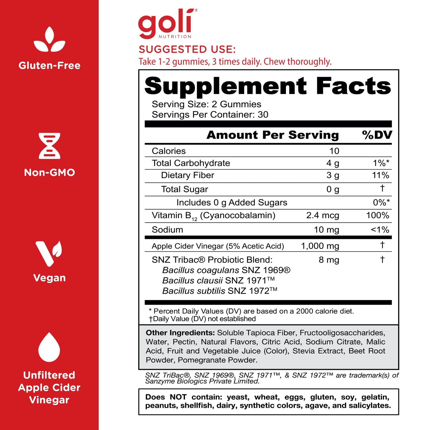 Goli Zero Sugar Apple Cider Vinegar Gummies - ACV with Vitamin B12 and Probiotics - No Sugar Alcohols - Vegan, Keto-Friendly, Gluten-Free - PrimeBioHealth - canada supplements