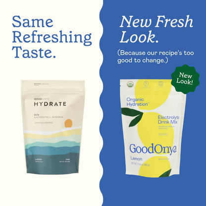 GOODONYA Organic Hydration Electrolyte Drink Mix, Certified Organic Hydration Powder, Non-GMO, Biochecked Glyphosate Free, Low Sugar, Lemonade Flavor, - PrimeBioHealth - canada supplements