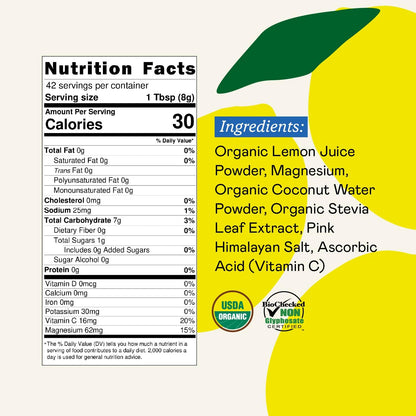GOODONYA Organic Hydration Electrolyte Drink Mix, Certified Organic Hydration Powder, Non-GMO, Biochecked Glyphosate Free, Low Sugar, Lemonade Flavor, - PrimeBioHealth - canada supplements