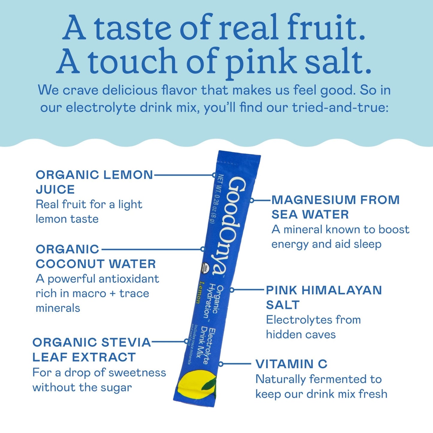 GOODONYA Organic Hydration Electrolyte Drink Mix, Certified Organic Hydration Powder, Non-GMO, Biochecked Glyphosate Free, Low Sugar, Lemonade Flavor, No Artificial Flavors,12 Stick Packs - PrimeBioHealth - canada supplements
