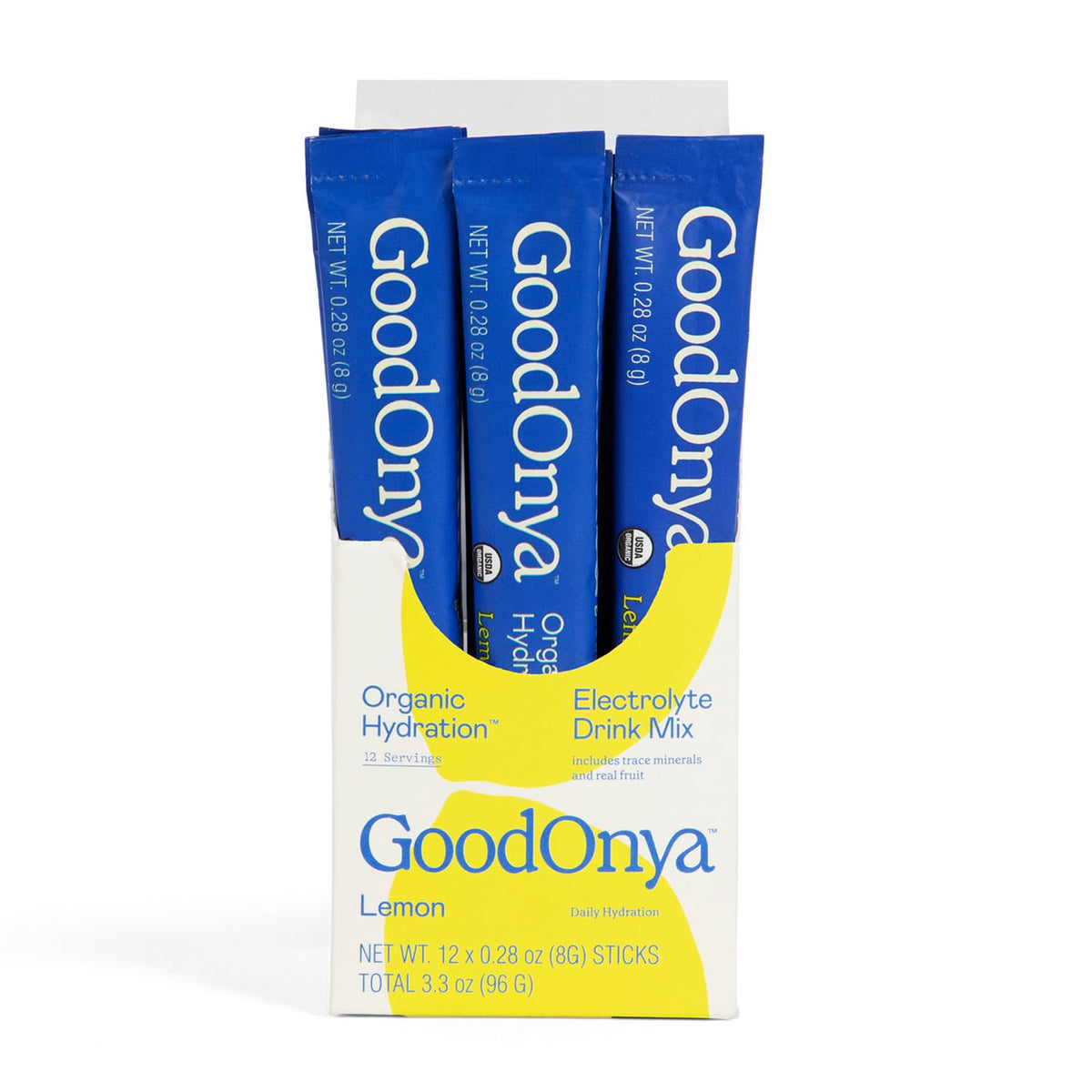 GOODONYA Organic Hydration Electrolyte Drink Mix, Certified Organic Hydration Powder, Non-GMO, Biochecked Glyphosate Free, Low Sugar, Lemonade Flavor, No Artificial Flavors,12 Stick Packs - PrimeBioHealth - canada supplements