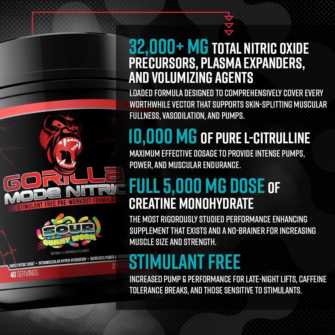 Gorilla Mode Nitric Upgraded Stimulant Free Pre-Workout – Best Tasting and Most Effective Stimulant Free Pre-Workout/Massive Pumps · Vasodilation · Power / 768 Grams (Rocket Frost) - PrimeBioHealth - canada supplements