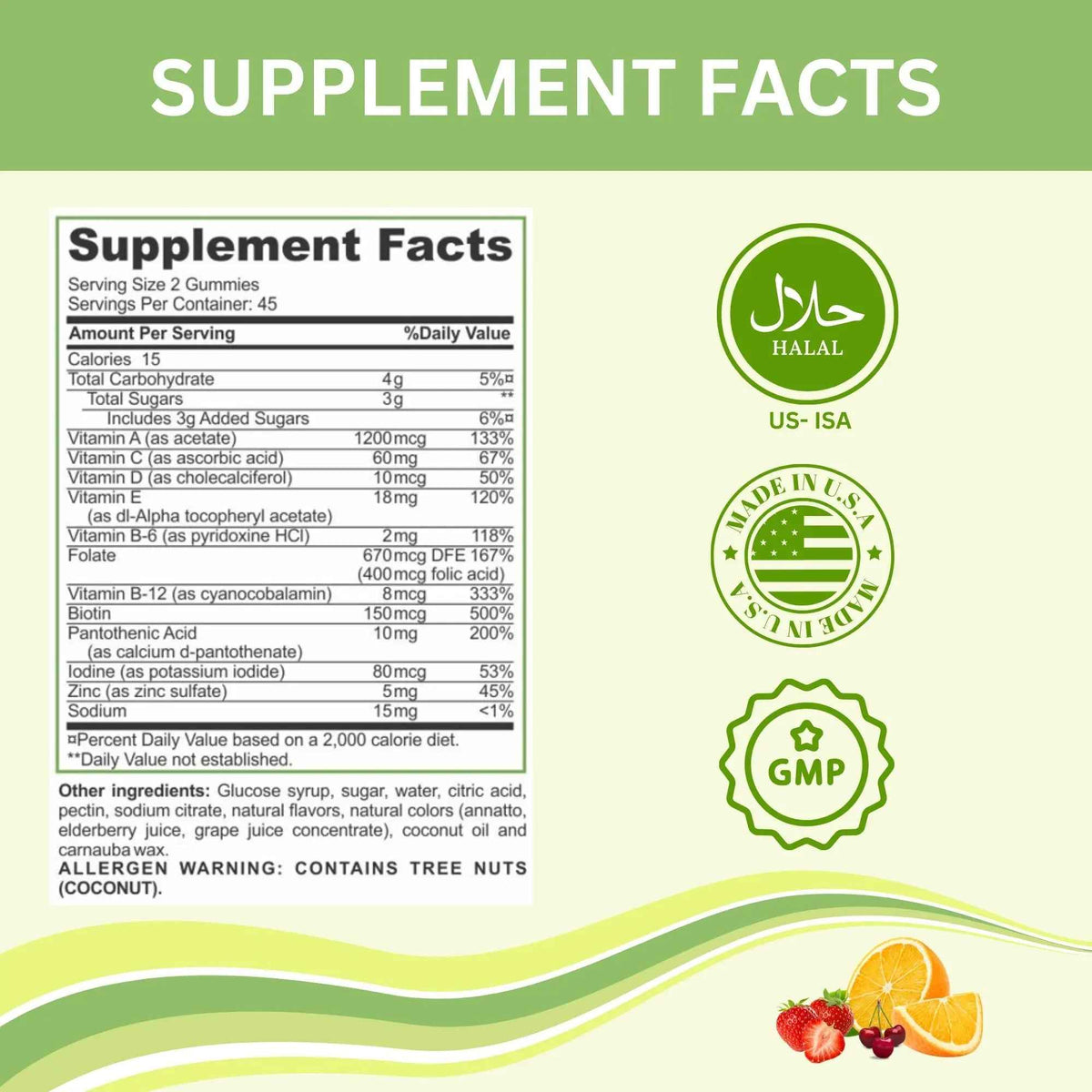 Greenfield Nutritions Halal Multivitamins for Adults | 90 Halal Vitamins for Women & Men | All Essential Gelatin Free Halal Gummy Vitamin, Mineral