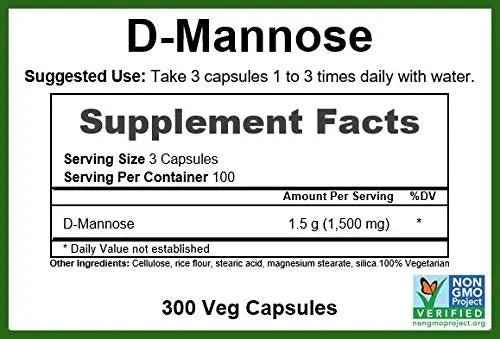 GreenPacks® D-Mannose 500mg, Non-GMO Verified Supplement - 300 Capsules