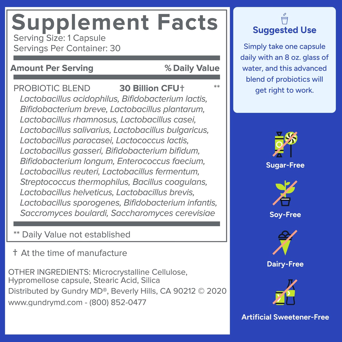 Gundry MD® 24 Strain Probiotic with 30 Billion CFUs, 30 Count - PrimeBioHealth - canada supplements
