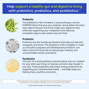 Gundry MD® Bio Complete 3, 3-in-1 Probiotics for Gut Health, Probiotic Supplements for Digestion, Supplement Supporting Bloating, Gas, Food Cravings - PrimeBioHealth - canada supplements