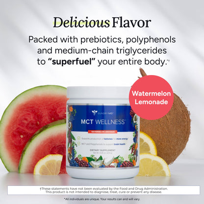 Gundry MD MCT Wellness Powder to Support Energy, Ketone Production and Brain Health, Keto Friendly, Sugar Free (30 Day Supply, Watermelon Lemonade) - PrimeBioHealth - canada supplements