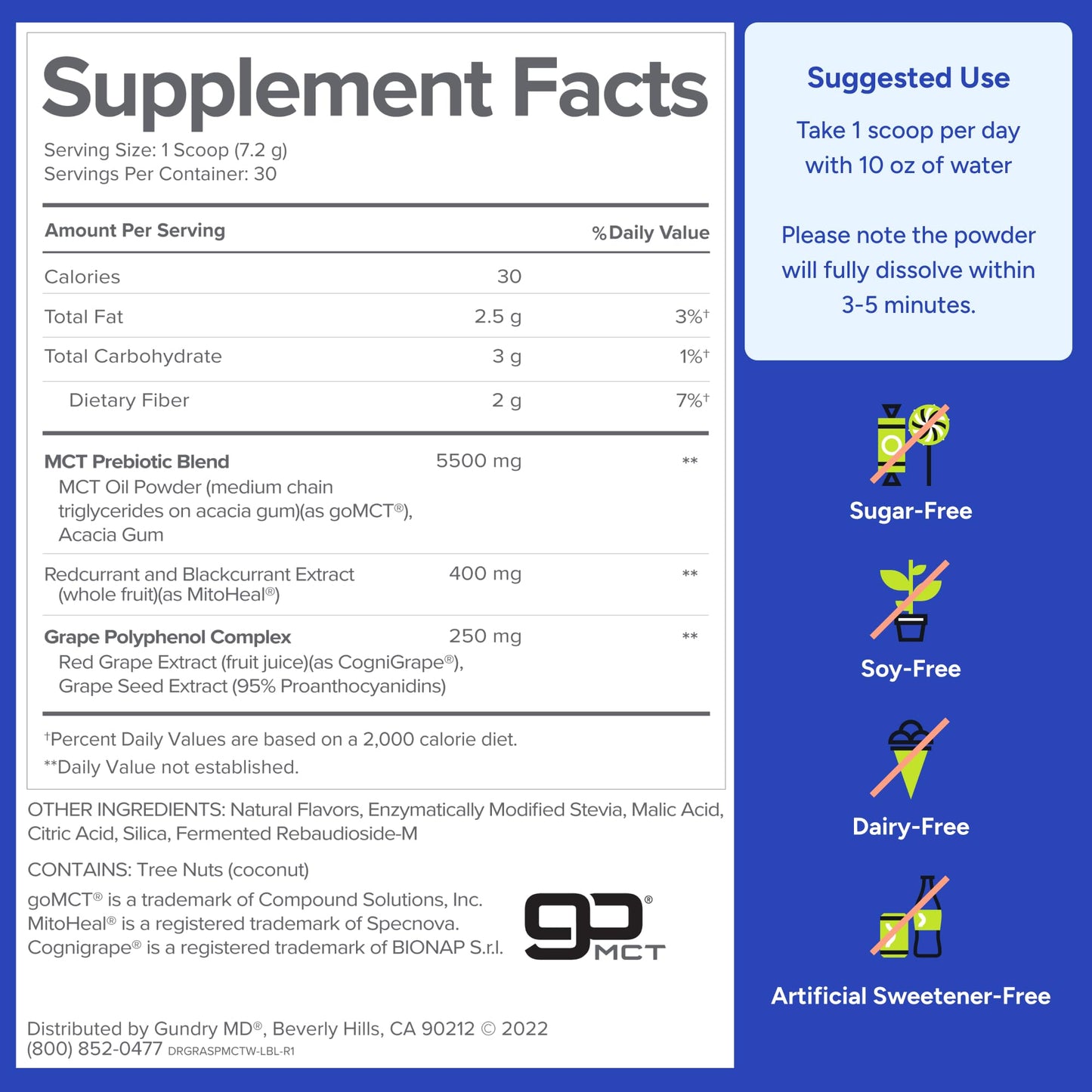 Gundry MD MCT Wellness Powder to Support Energy, Ketone Production and Brain Health, Keto Friendly, Sugar Free (30 Servings) (Raspberry Medley) - PrimeBioHealth - canada supplements
