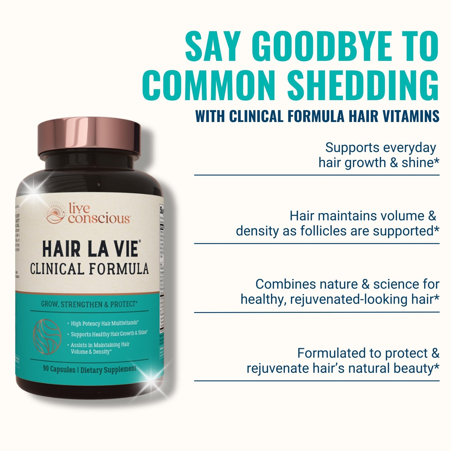 Hair La Vie Live Conscious Clinical Formula Hair Growth Vitamins for Women and Men w/Biotin, Collagen & Saw Palmetto (Pack of 1) - PrimeBioHealth - canada supplements