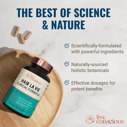 Hair La Vie Live Conscious Clinical Formula Hair Growth Vitamins for Women and Men w/Biotin, Collagen & Saw Palmetto (Pack of 1) - PrimeBioHealth - canada supplements