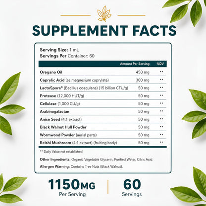 Happee Candida Cleanse Drops 10-in-1 Gut & Oral Detox Support Men Women 2oz | Yeast & Overgrowth Support - Oregano, Caprylic Acid & Probiotics - Flora Balance & Digestive Comfort - 60 Servings - PrimeBioHealth - canada supplements