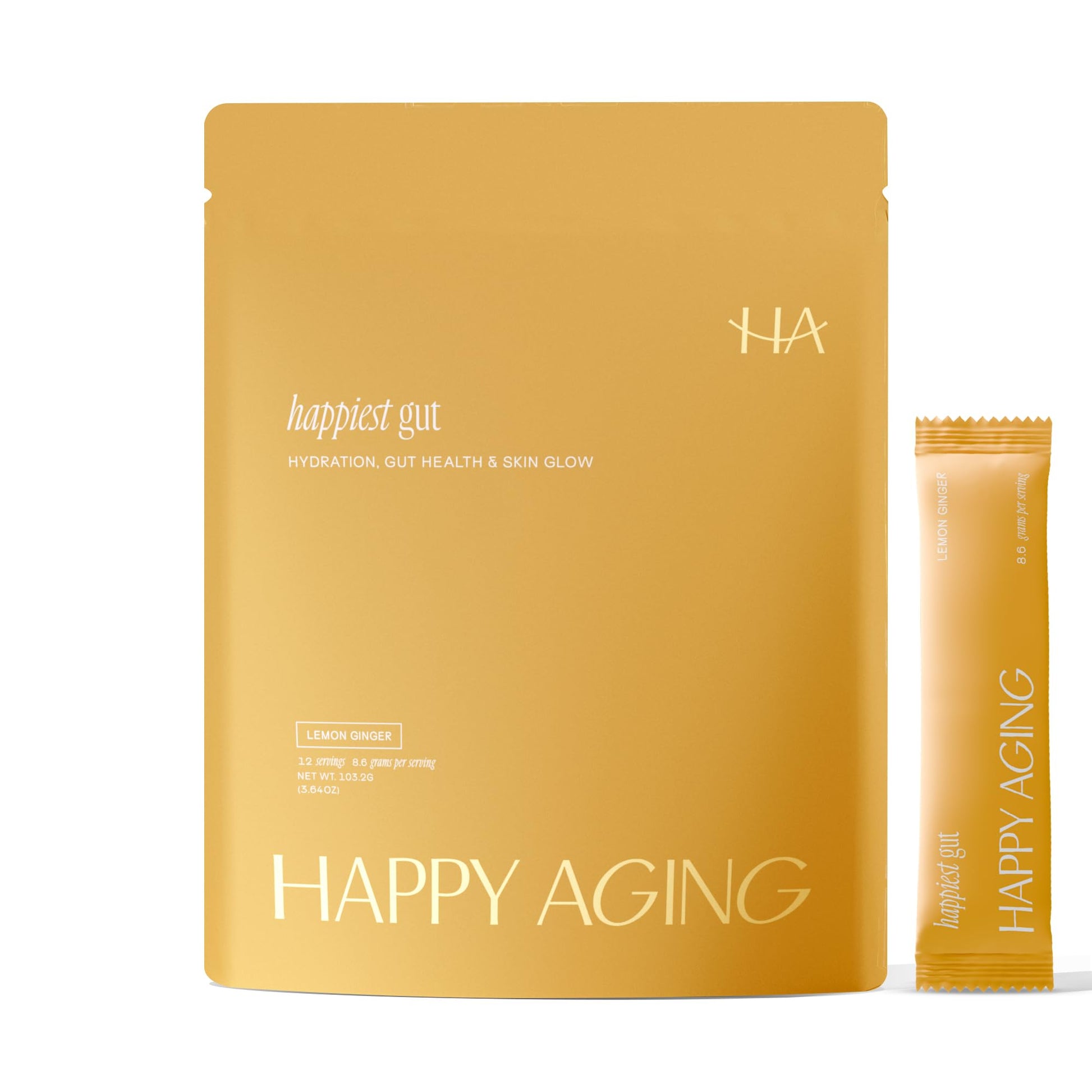 Happy Aging Electrolytes Powder Packets for Women - Sugar Free Hydration & Gut Health with Hyaluronic Acid & Bacillus Subtilis DE111 Probiotics - Dual Prebiotic System for Skin Beauty - PrimeBioHealth - canada supplements