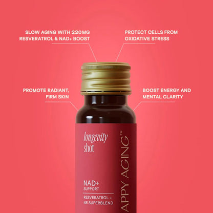 Happy Aging Vitality Trio – Longevity Shot + Calm Tonic + Relief Tonic | Energy, Recovery & Immune Support | NAD+ + Magnesium + Quercetin | 3 Units - PrimeBioHealth - canada supplements