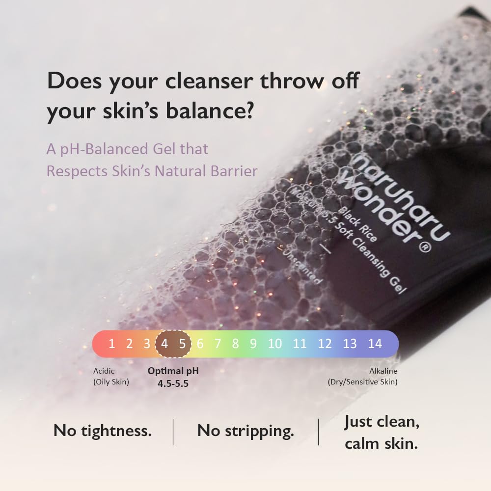 HARUHARU wonder Black Rice Moisture 5.5 Soft Cleansing Gel, Gentle Daily Cleanser, Low 5.5pH, Moisture Balance, Soap Free - PrimeBioHealth - canada supplements