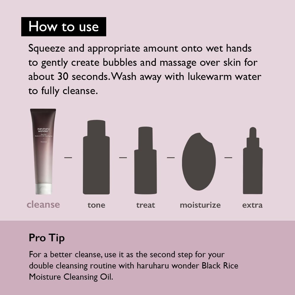 HARUHARU wonder Black Rice Moisture 5.5 Soft Cleansing Gel, Gentle Daily Cleanser, Low 5.5pH, Moisture Balance, Soap Free - PrimeBioHealth - canada supplements