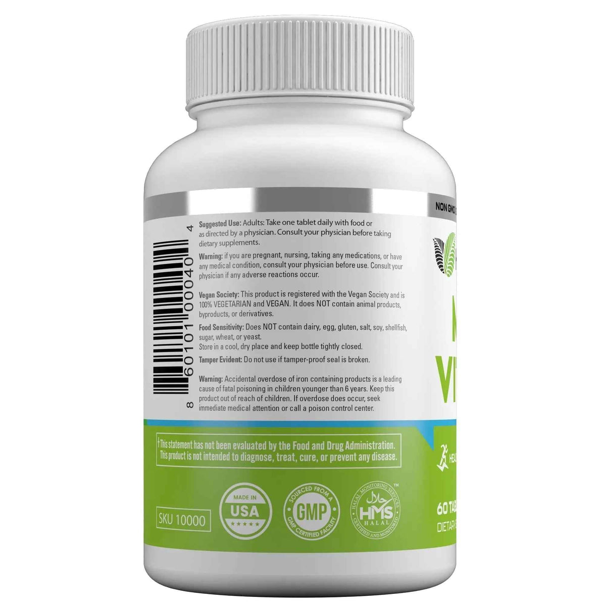 HAYAT Vitamins Vegan Natural Multivitamin, Daily Vitamins with Vitamin A, C, D, E, B1, B2, B3, B6, B12, Biotin, Zinc and More, 2 Month Supply, All Natural