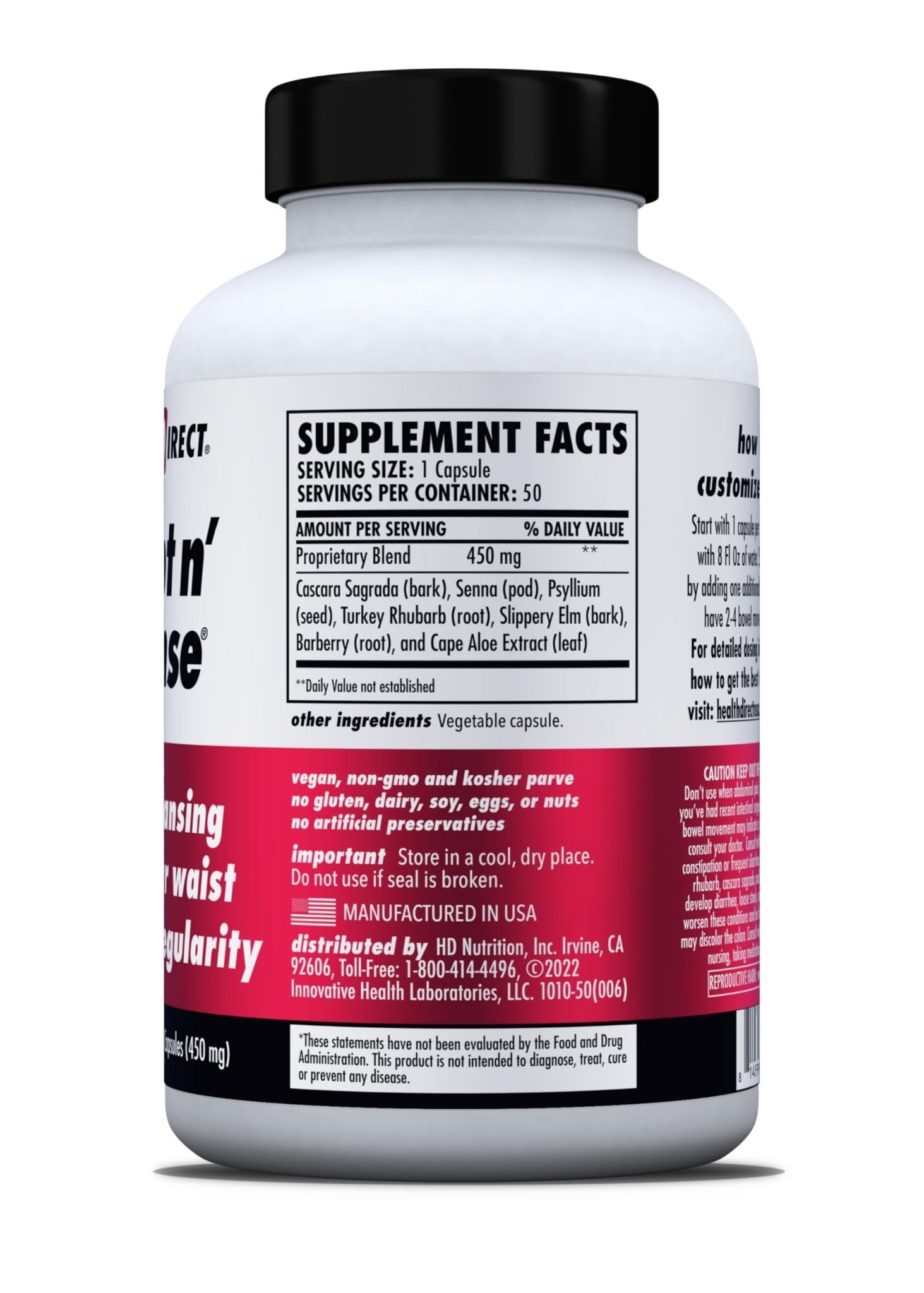 HEALTH DIRECT Sculpt n' Cleanse - Herbal Colon Cleanse for Digestive Health & Regularity - Natural Detox & Gut Flush Supplement - 50 Veggie Capsules - PrimeBioHealth - canada supplements