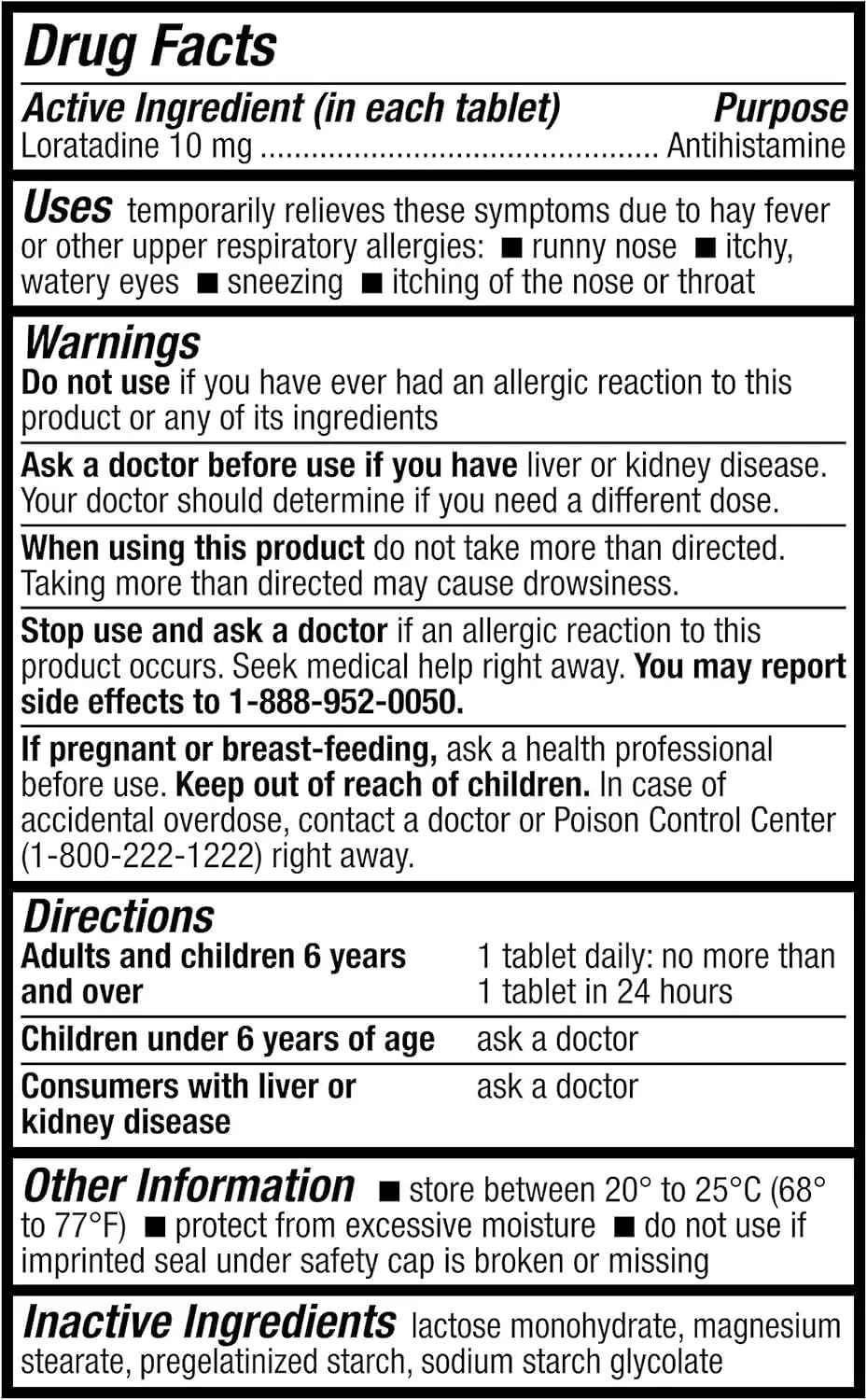 HealthA2Z® Allergy Relief | Loratadine 10mg Antihistamine | 500 Tablets | Dye Free | Relief from Itchy Throat, Sneezing, Runny Noses | 24-Hours Allergy Medicine