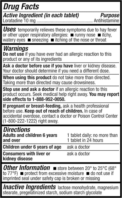 HealthA2Z® Allergy Relief | Loratadine 10mg Antihistamine | 500 Tablets | Dye Free | Relief from Itchy Throat, Sneezing, Runny Noses | 24-Hours Allergy Medicine
