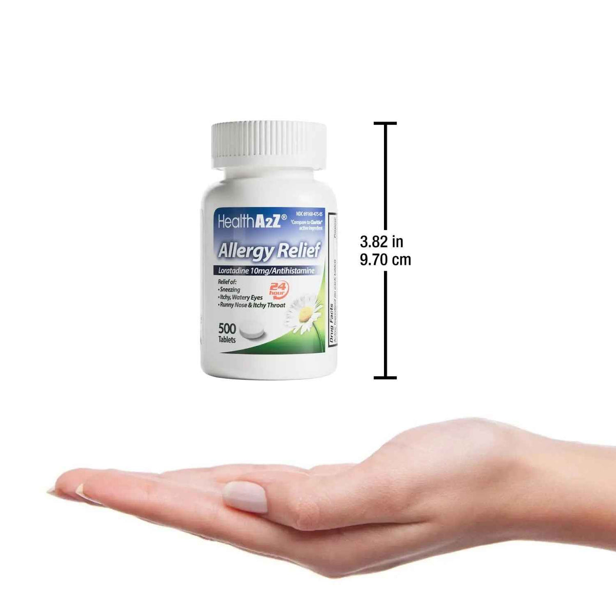 HealthA2Z® Allergy Relief | Loratadine 10mg Antihistamine | 500 Tablets | Dye Free | Relief from Itchy Throat, Sneezing, Runny Noses | 24-Hours Allergy Medicine