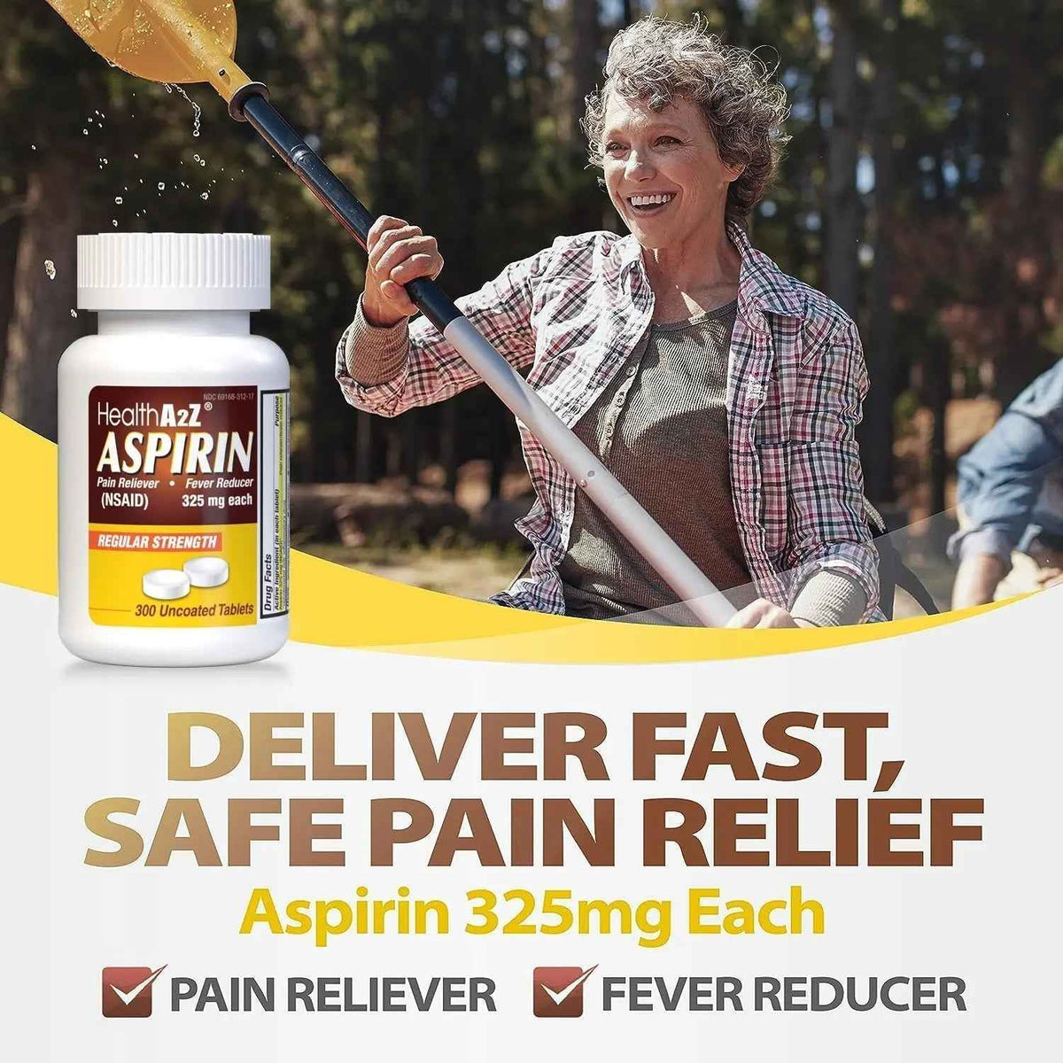 HealthA2Z® Aspirin 325mg | Uncoated Tablets |Original Strength | Pain Reliver | Fever Reducer | Compare to Bayer® Active Ingredients… (300 Counts)