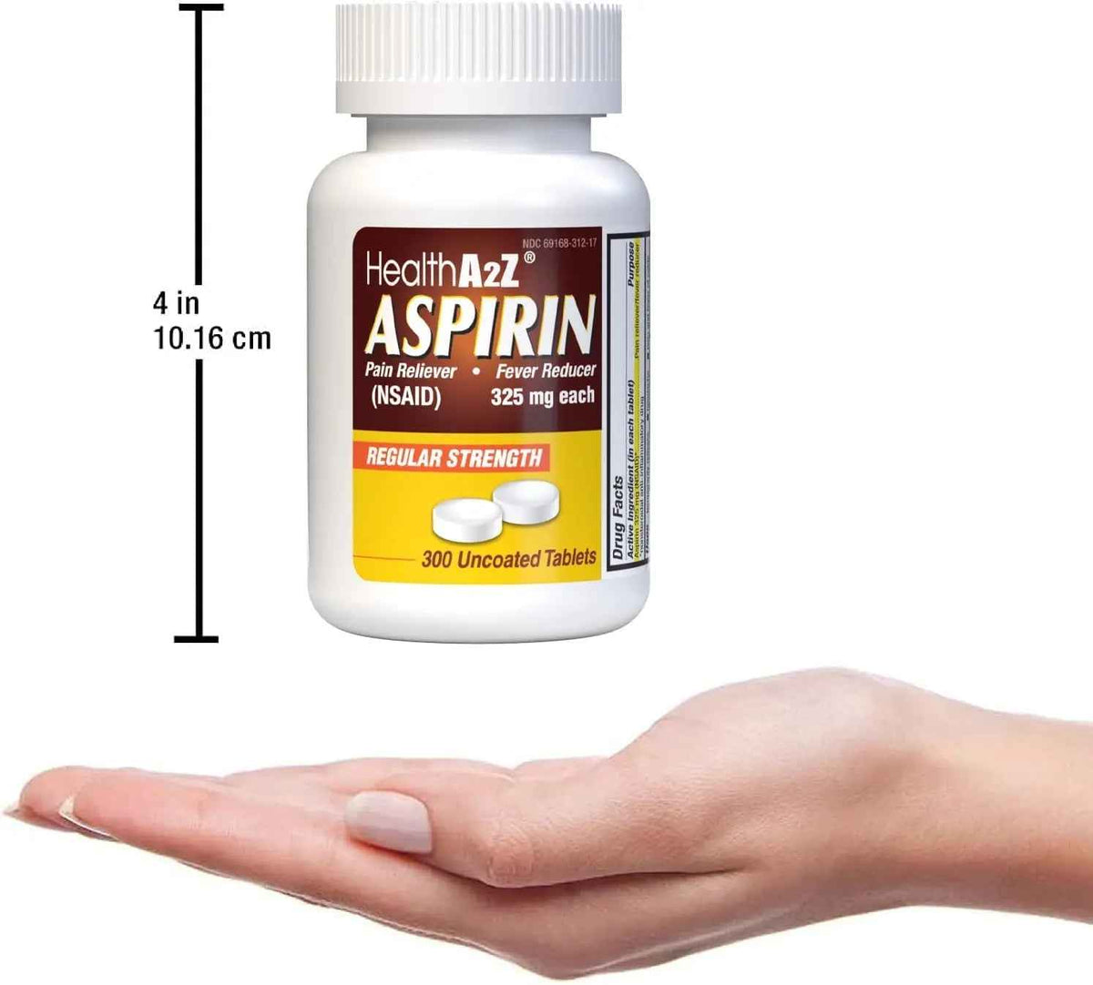HealthA2Z® Aspirin 325mg | Uncoated Tablets |Original Strength | Pain Reliver | Fever Reducer | Compare to Bayer® Active Ingredients… (300 Counts)