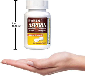 HealthA2Z® Aspirin 325mg | Uncoated Tablets |Original Strength | Pain Reliver | Fever Reducer | Compare to Bayer® Active Ingredients… (300 Counts)