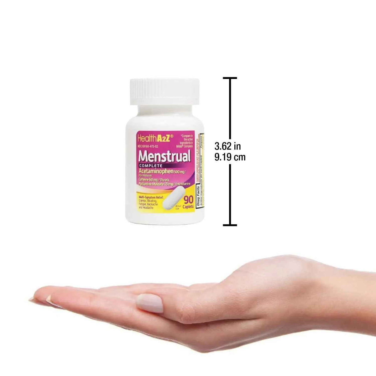HealthA2Z® Menstrual Complete Pain Relief Tablets | Relieves Cramps, Bloating, Fatigue, Backache & Headache (90 Counts)