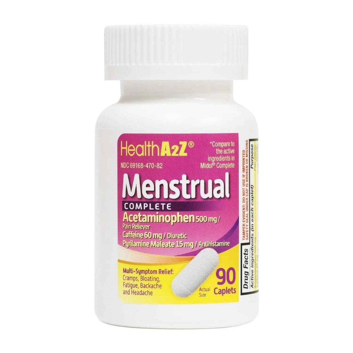 HealthA2Z® Menstrual Complete Pain Relief Tablets | Relieves Cramps, Bloating, Fatigue, Backache & Headache (90 Counts)