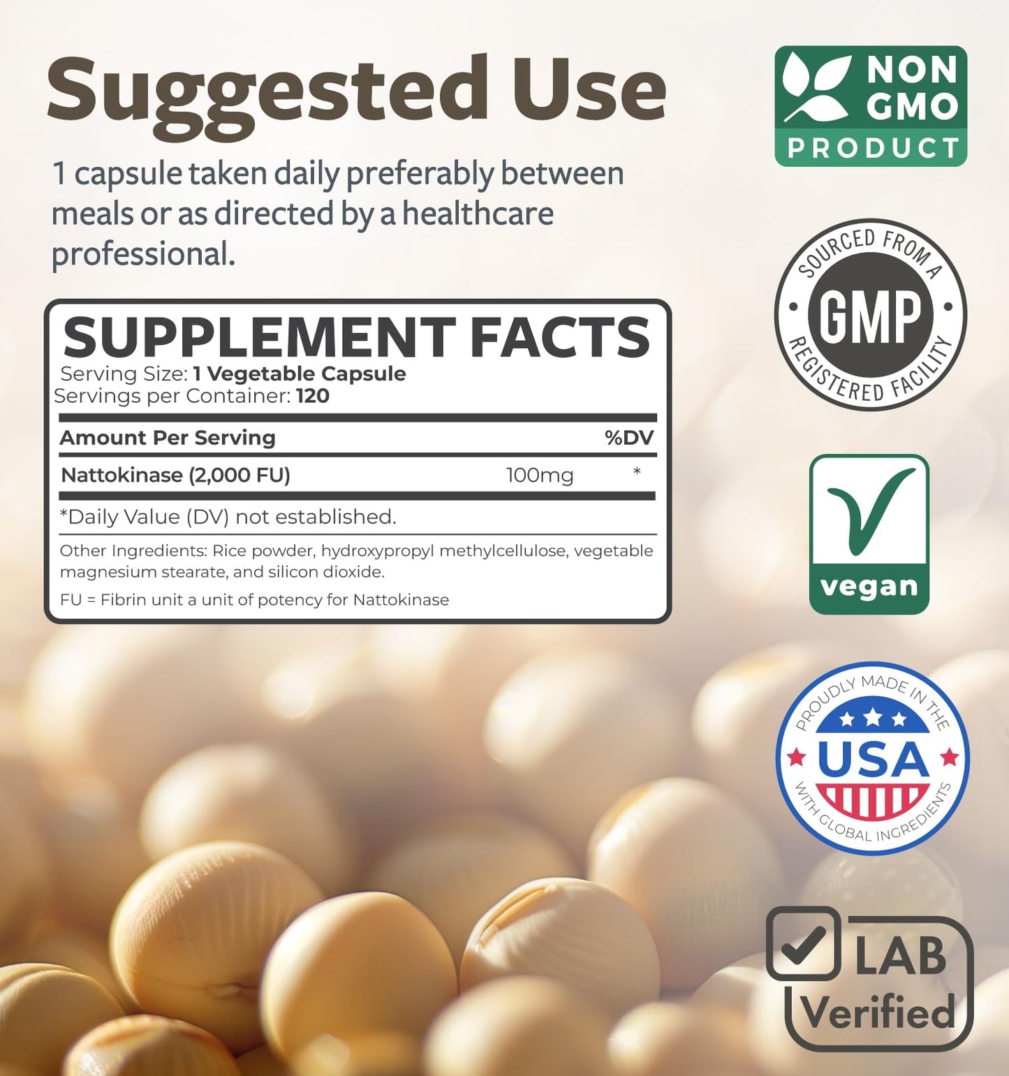 Healths Harmony Nattokinase 2000 FU (Non-GMO) Powerful Nattokinase Supplement Made from Naturally Fermented Soybeans - (4 Month Supply) 120 Vegan Natto Capsules - PrimeBioHealth - canada supplements