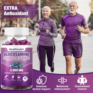 Healtionist 2 Packs 3000mg Glucosamine Chondroitin Gummies with MSM & Elderberry - PrimeBioHealth - canada supplements