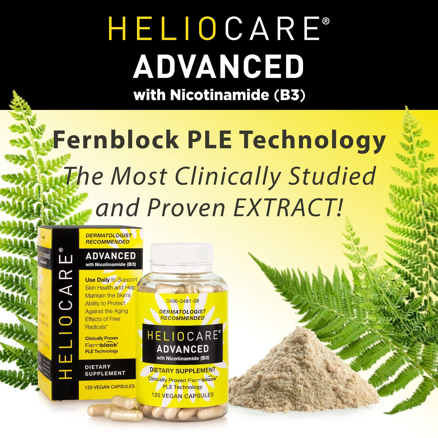 Heliocare Advanced Niacin B3 Supplement: Fernblock PLE Extract 240mg Per Serving - Supports Skin Cell Health W/Antioxidant - PrimeBioHealth - canada supplements