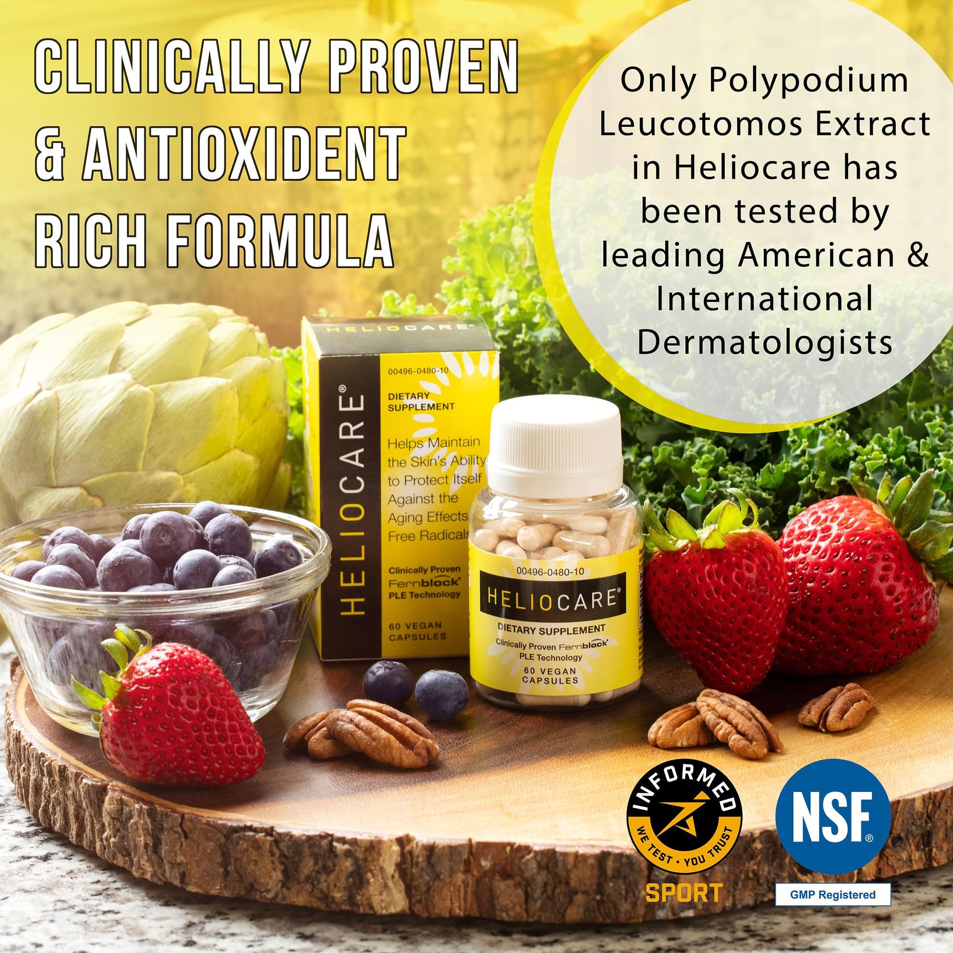 Heliocare Skin Care Dietary Supplement: 240mg Polypodium Leucotomos Extract Pills - Antioxidant Rich Formula with Fernblock - PrimeBioHealth - canada supplements