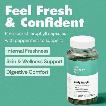 Her Fantasy Box | Body Magic | Chlorophyll Capsules - 30 Vegan Capsules for Detox, Digestion, Gut Health, Skin Support - PrimeBioHealth - canada supplements