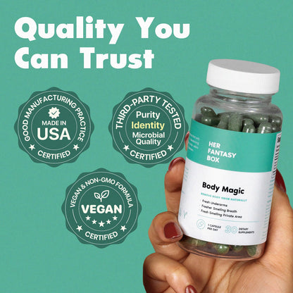Her Fantasy Box | Body Magic | Chlorophyll Capsules - 30 Vegan Capsules for Detox, Digestion, Gut Health, Skin Support - PrimeBioHealth - canada supplements