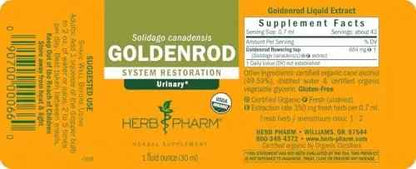 Herb Pharm Certified Organic Goldenrod Liquid Extract for Urinary System Support, 1 Fl Oz (Pack of 1)