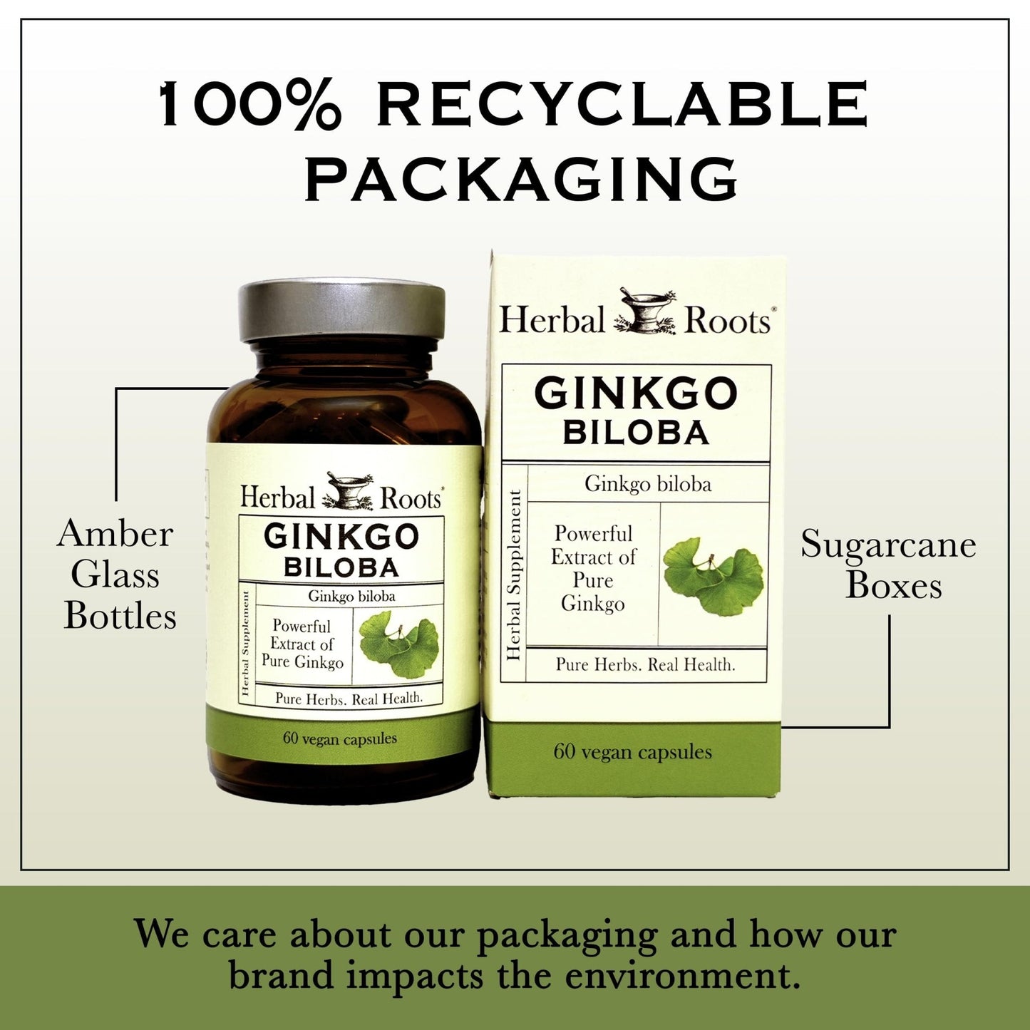 Herbal Roots Organic Ginkgo Biloba Made with Pure Organic Ginkgo Leaf and Extract - 60 Vegan Capsules - PrimeBioHealth - canada supplements