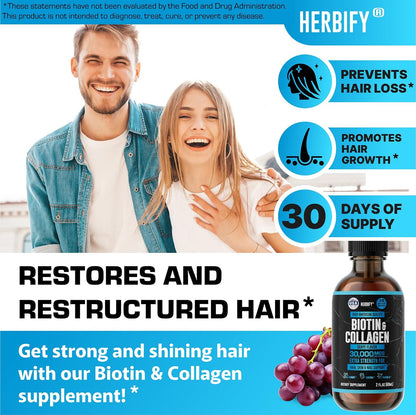 HERBIFY Bundle - Lions Mane Drops & Biotin and Collagen - Brain, Hair, Skin & Nails Support - PrimeBioHealth - canada supplements