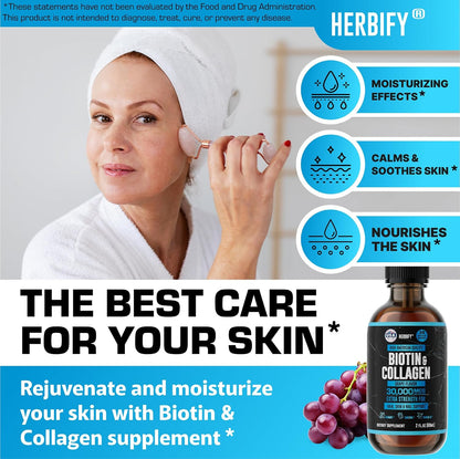 HERBIFY Bundle - Lions Mane Drops & Biotin and Collagen - Brain, Hair, Skin & Nails Support - PrimeBioHealth - canada supplements