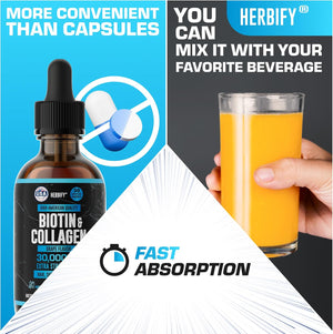 HERBIFY Bundle - Lions Mane Drops & Biotin and Collagen - Brain, Hair, Skin & Nails Support - PrimeBioHealth - canada supplements