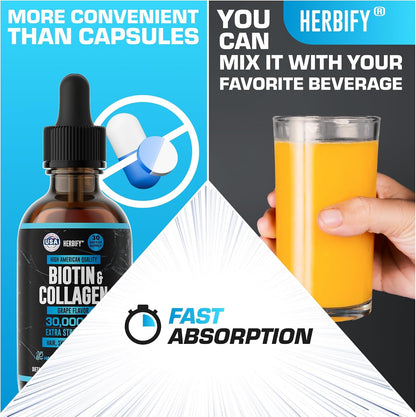 HERBIFY Bundle - Lions Mane Drops & Biotin and Collagen - Brain, Hair, Skin & Nails Support - PrimeBioHealth - canada supplements