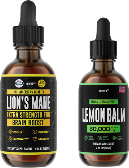 HERBIFY Bundle - Lions Mane Drops & Lemon Balm - Brain and Immune Support - PrimeBioHealth - canada supplements