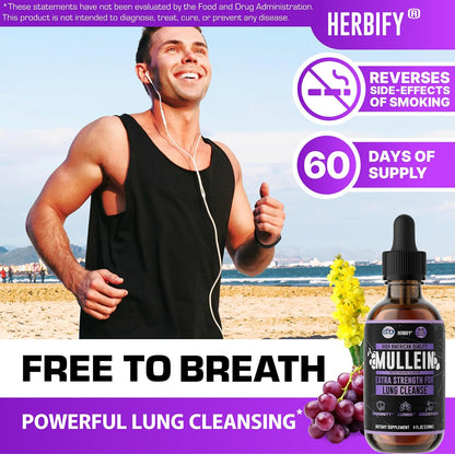 HERBIFY Bundle - Lions Mane & Mullein Grape 4 Fl Oz Drops - Supplement for Memory, Focus & Clarity & Immune Support, Lung Cleanse and Bronchial Support - PrimeBioHealth - canada supplements
